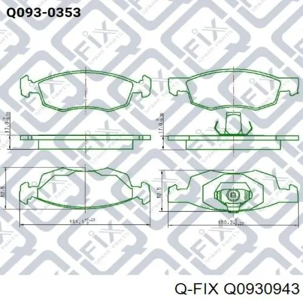 Задні гальмівні колодки Q-fix Q0930943 ціна, від 9.02 USD