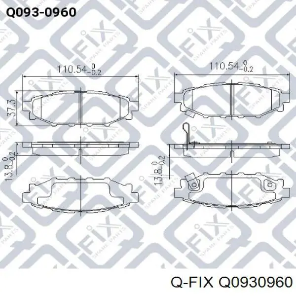 Q0930960 Q-fix Колодки гальмівні задні, дискові