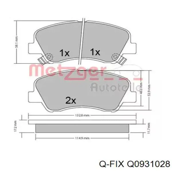 Купити Q0931028 Q-fix Колодки гальмівні передні, дискові