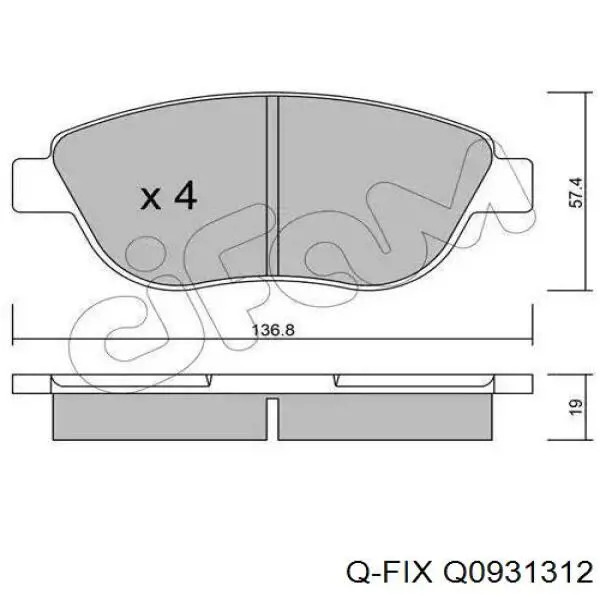 Q0931312 Q-fix Передні гальмівні колодки