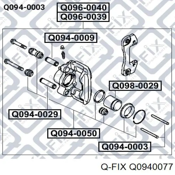 Q0940077 Q-fix Напрямна супорта переднього, нижня