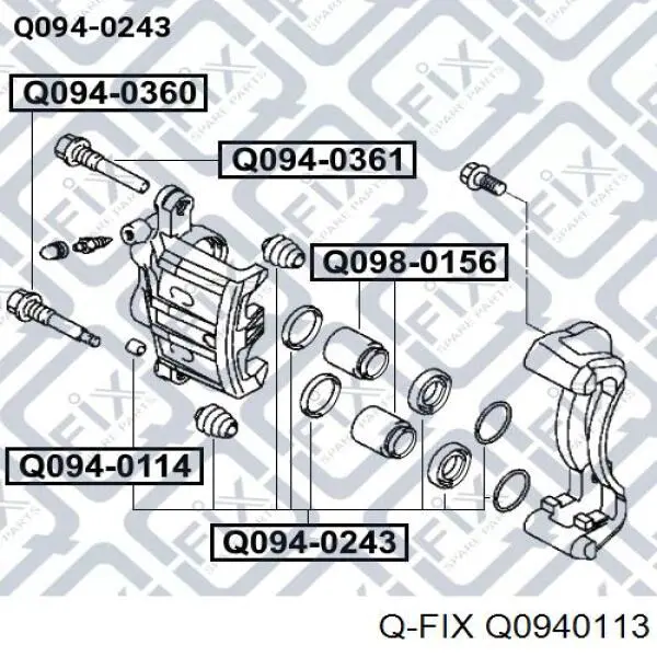 Пильник направляючої супортугальмівного, переднього Q-fix Q0940113 ціна, від 1.44 USD