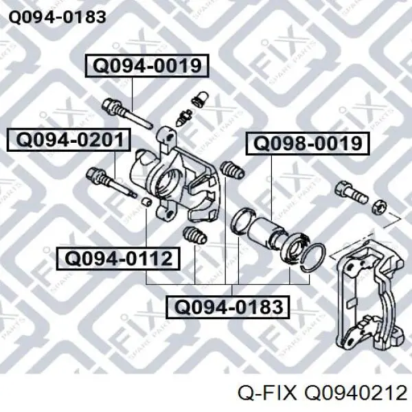 Q0940212 Q-fix ремкомплект супорту гальмівного переднього