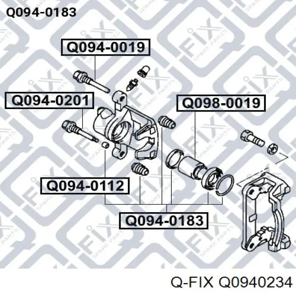 Ремкомплект супорту гальмівного переднього Q0940234 Q-fix