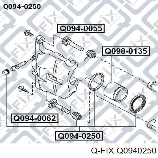 Ремкомплект супорту гальмівного переднього Q-fix Q0940250 ціна, від 10.54 USD