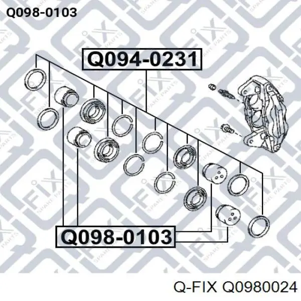 Поршень супорту гальмівного, переднього Q0980024 Q-fix