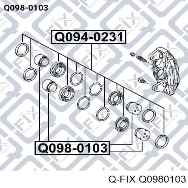 Поршень супорту гальмівного, переднього Q0980103 Q-fix