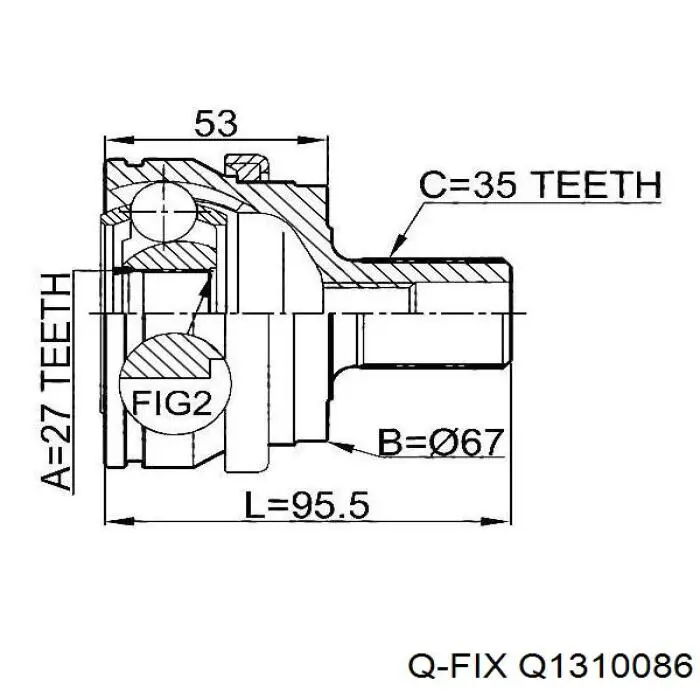 ШРУС зовнішній передній Q1310086 Q-fix