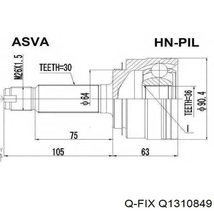 ШРУС зовнішній передній Q1310849 Q-fix