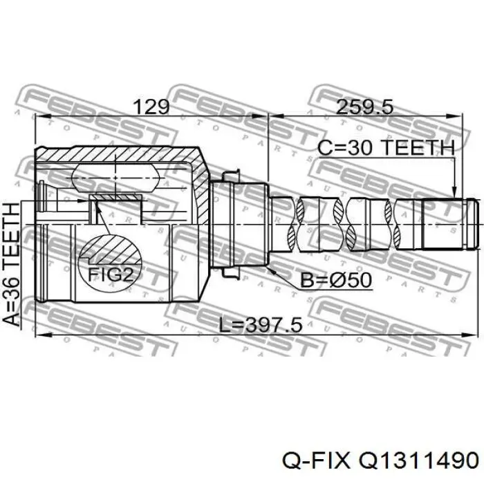 ШРУС зовнішній передній Q1311490 Q-fix