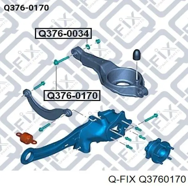 Болт кріплення заднього нижнього важеля, внутрішній Q-fix Q3760170 ціна, від 5.73 USD