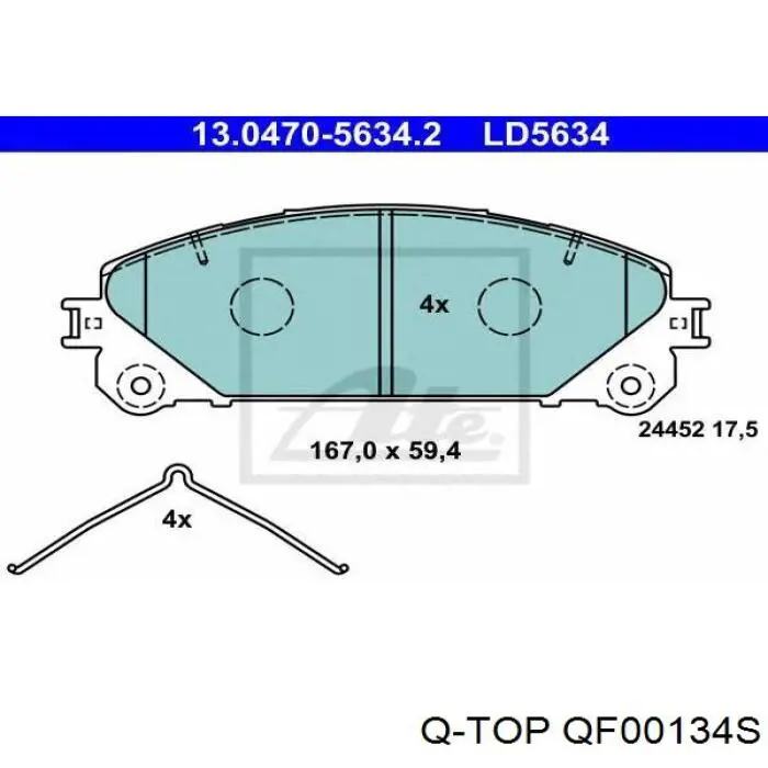 Купити QF00134S Q-top Колодки гальмівні передні, дискові