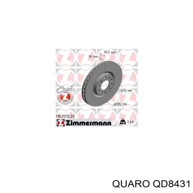 Гальмівні диски передні QD8431 Quaro