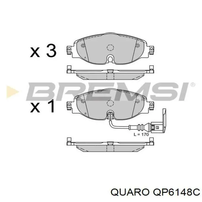 Купити QP6148C Quaro Колодки гальмівні передні, дискові