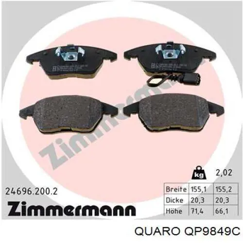 Гальмівні колодки Quaro QP9849C ціна, від 26.47 USD