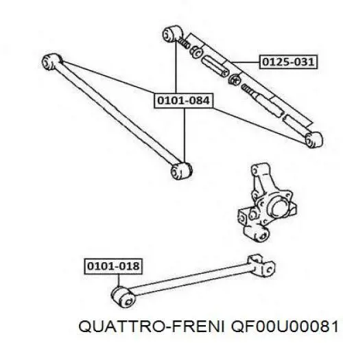Важіль/тяга задньої підвіски подовжній нижній, лівий/правий QF00U00081 Quattro Freni