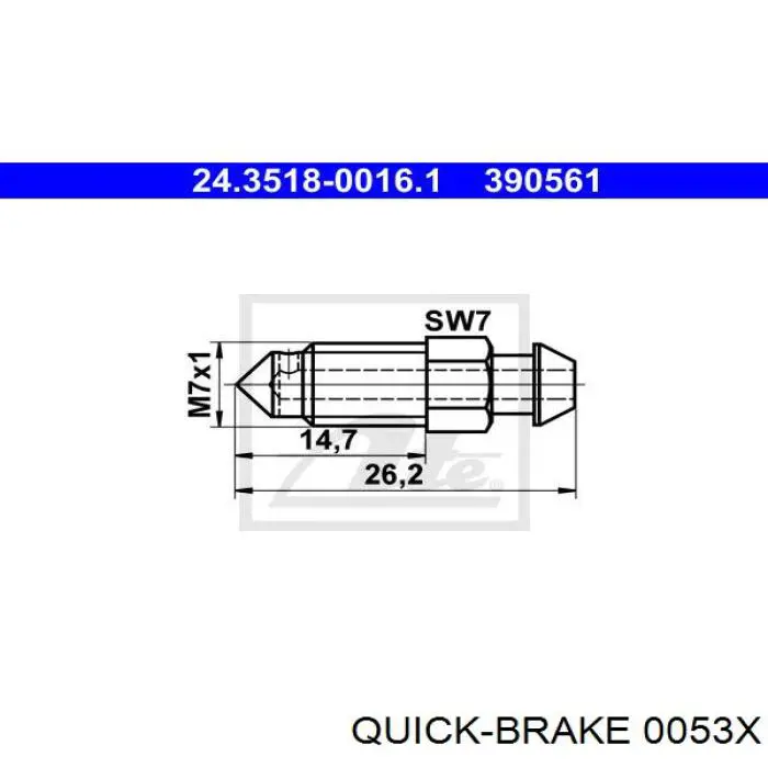 0053X Quick Brake Штуцер прокачування супорту гальмівного, переднього
