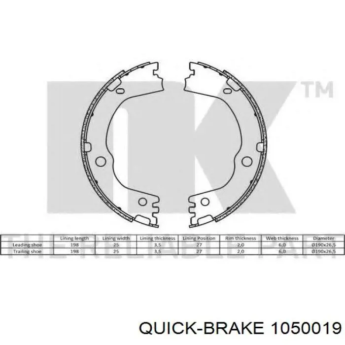 Купити 1050019 Quick Brake Ремкомплект задніх гальм
