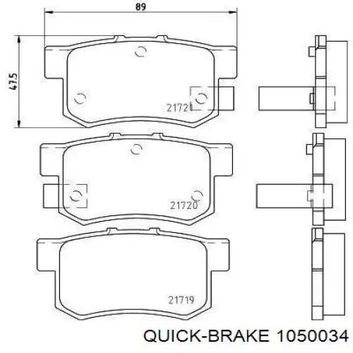 Ремкомплект задніх гальм Quick Brake 1050034