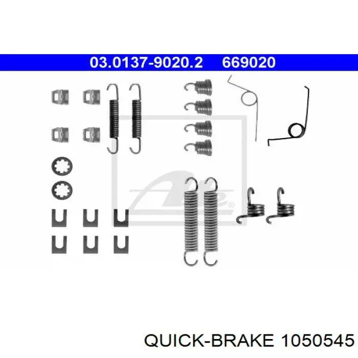 Монтажний комплект задніх барабанних колодок Quick Brake 1050545 ціна, від 6.19 USD