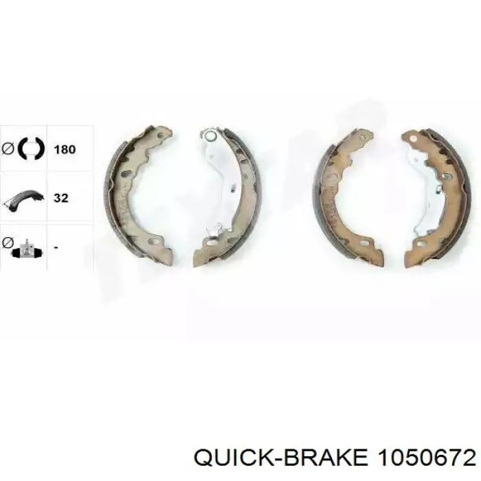 Монтажний комплект задніх барабанних колодок Quick Brake 1050672 ціна, від 6.59 USD
