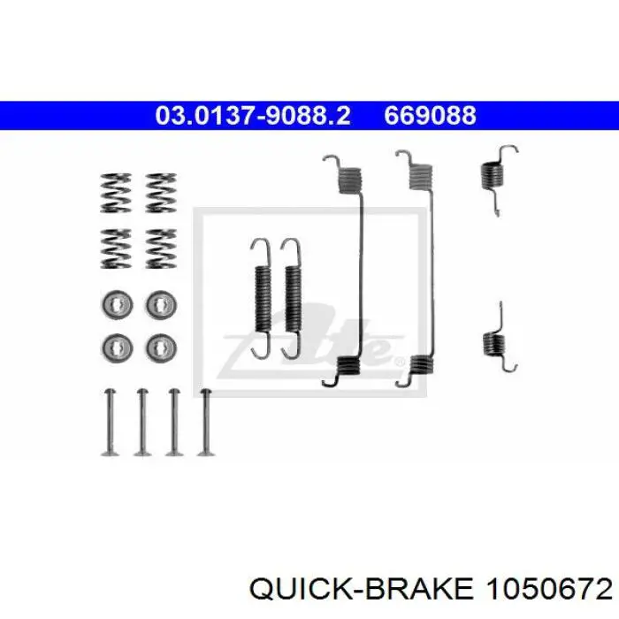 Монтажний комплект задніх барабанних колодок Quick Brake 1050672 ціна, від 6.59 USD