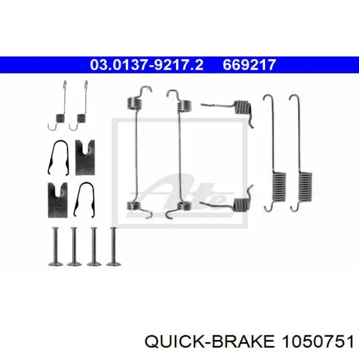 1050751 Quick Brake монтажний комплект задніх барабанних колодок