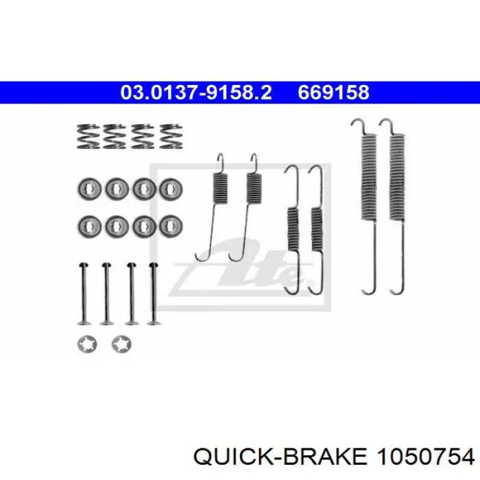 Монтажний комплект задніх барабанних колодок 1050754 Quick Brake