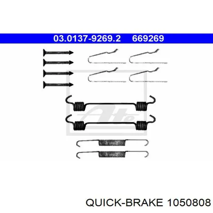 Монтажний комплект задніх барабанних колодок Quick Brake 1050808 ціна, від 6.04 USD
