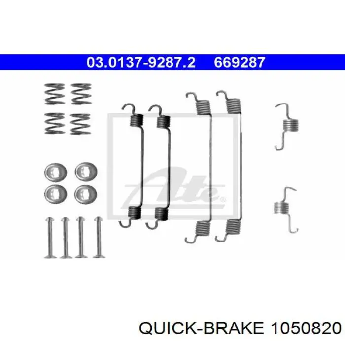 Монтажний комплект задніх барабанних колодок Quick Brake 1050820 ціна, від 6.65 USD