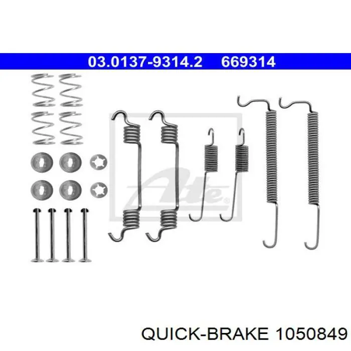 1050849 Quick Brake монтажний комплект задніх барабанних колодок
