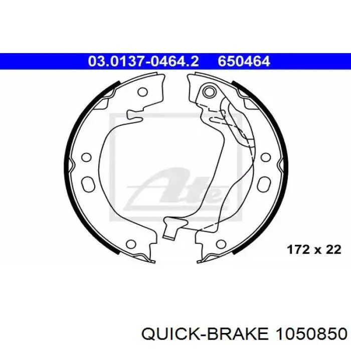 Монтажний комплект задніх барабанних колодок Quick Brake 1050850 ціна, від 5.45 USD