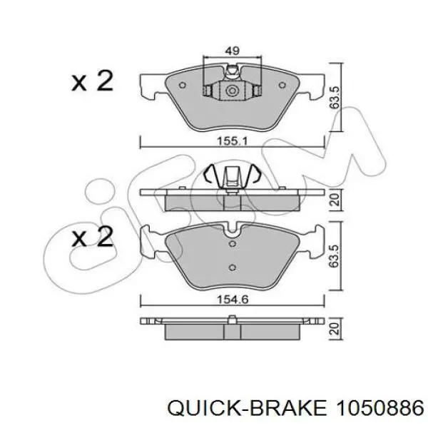 Купити 1050886 Quick Brake Монтажний комплект задніх барабанних колодок