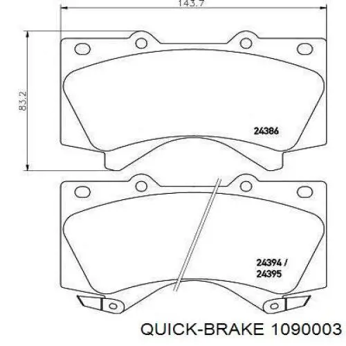 Комплект пружинок кріплення дискових колодок, передніх Quick Brake 1090003 ціна, від 7.60 USD