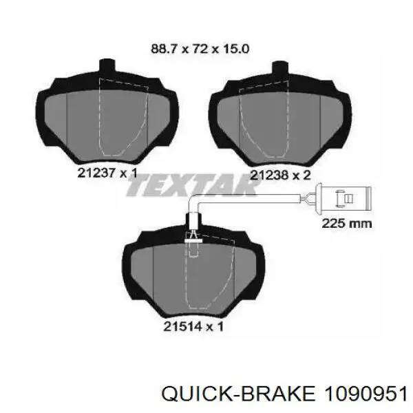 Ремкомплект передніх гальм Quick Brake 1090951
