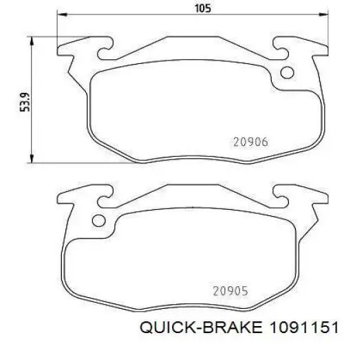 Ремкомплект гальмівних колодок Quick Brake 1091151 ціна, від 4.10 USD
