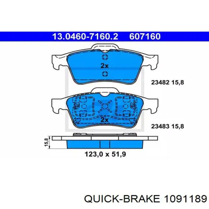 Ремкомплект гальмівних колодок 1091189 Quick Brake