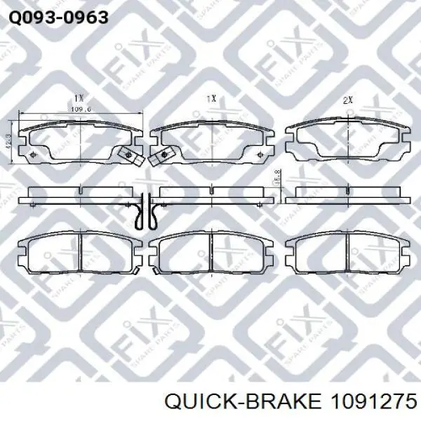 Ремкомплект гальмівних колодок Quick Brake 1091275 ціна, від 5.72 USD