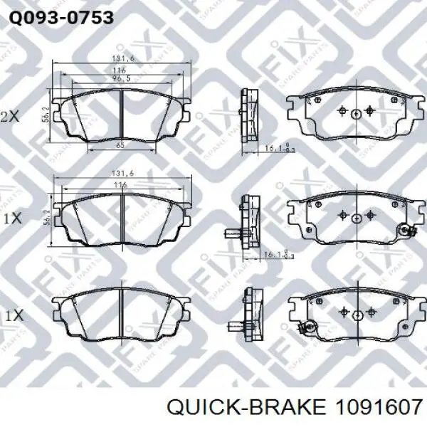 Гальмівні колодки Quick Brake 1091607 ціна, від 8.73 USD