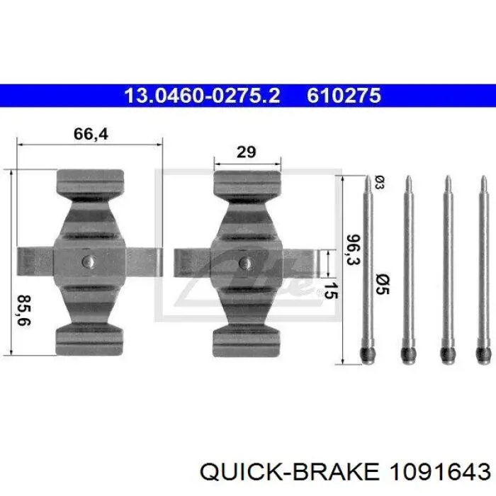 1091643 Quick Brake Комплект пружинок кріплення дискових колодок, передніх