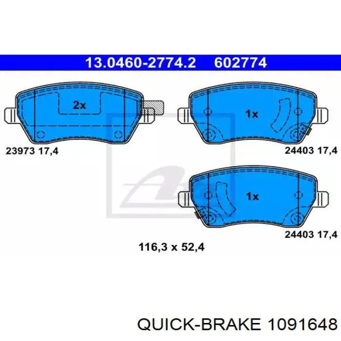 Комплект пружинок кріплення дискових колодок, передніх Quick Brake 1091648 ціна, від 6.08 USD