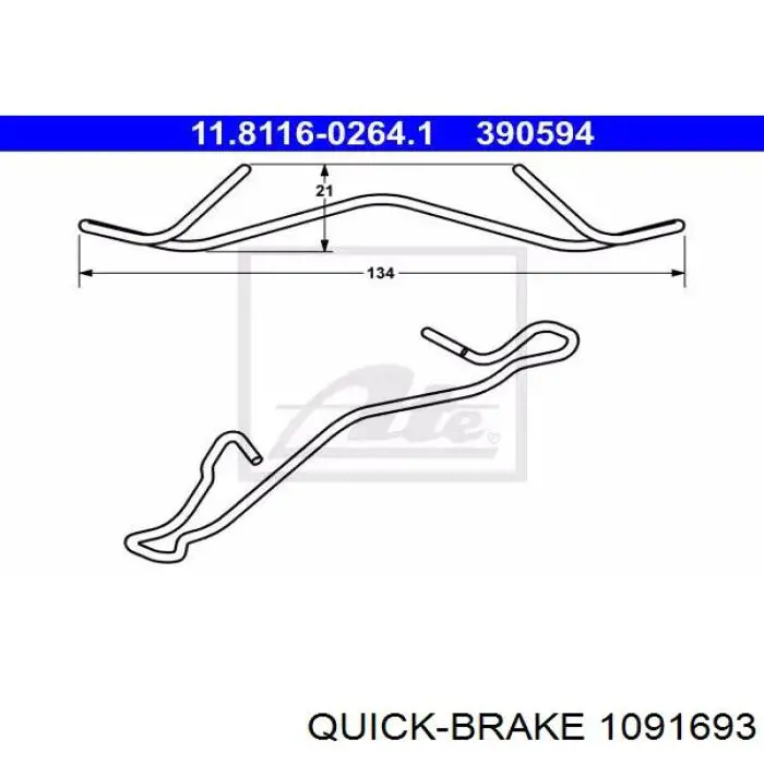 Комплект пружинок кріплення дискових колодок, передніх Quick Brake 1091693