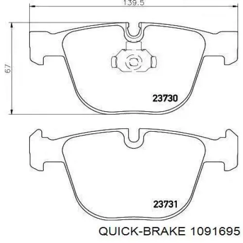 1091695 Quick Brake ремкомплект гальмівних колодок