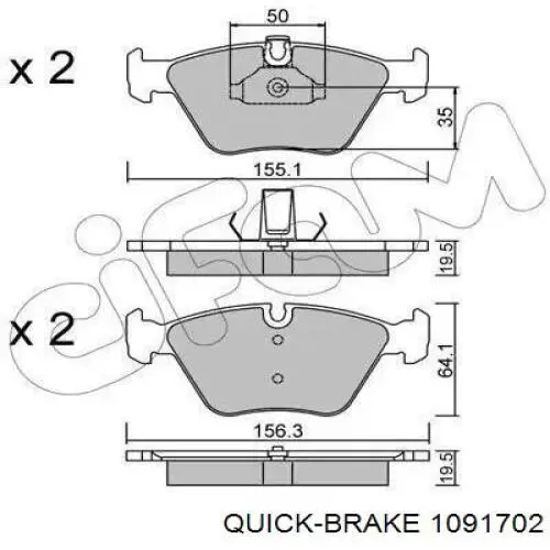 Комплект пружинок кріплення дискових колодок, передніх Quick Brake 1091702 ціна, від 6.56 USD