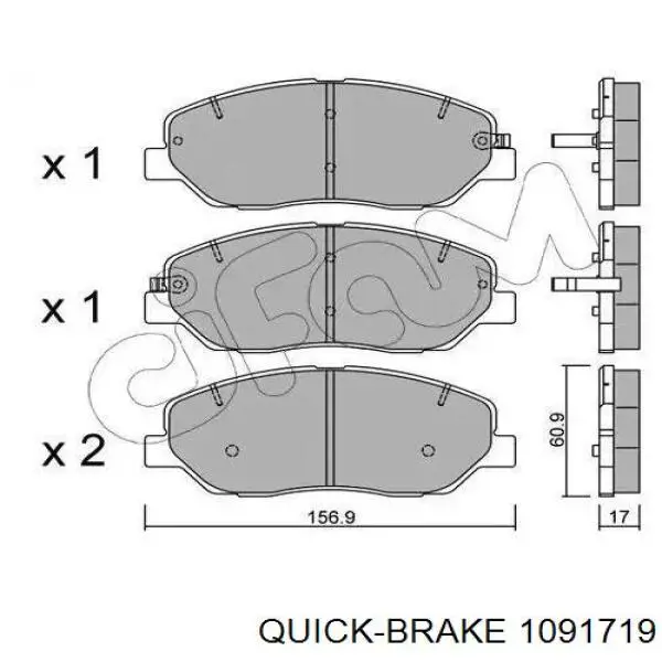 Комплект пружинок кріплення дискових колодок, передніх Quick Brake 1091719