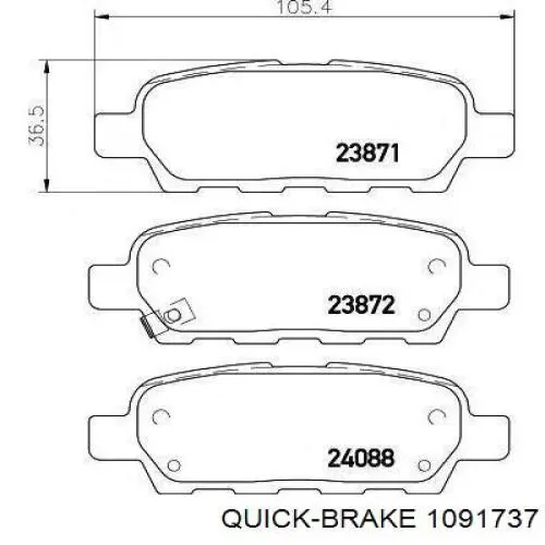 1091737 Quick Brake Комплект пружинок кріплення дискових колодок, задніх