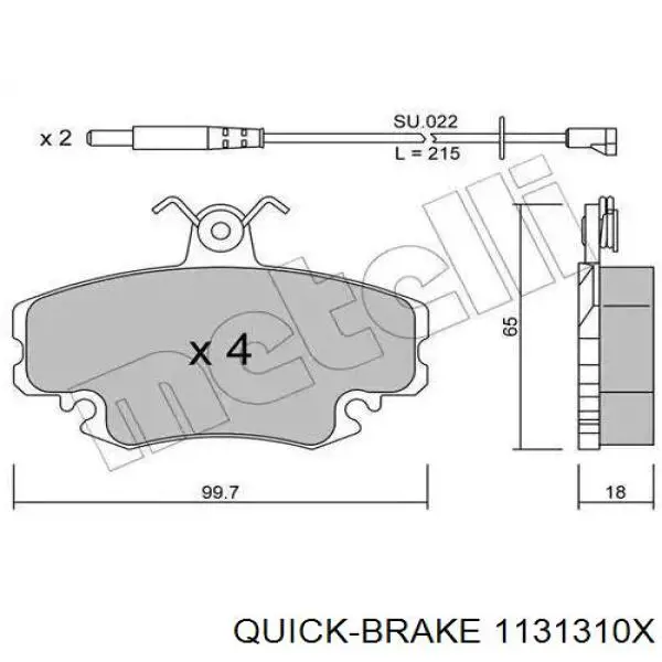 Ремкомплект суппорта гальмівного, переднього Quick Brake 1131310X