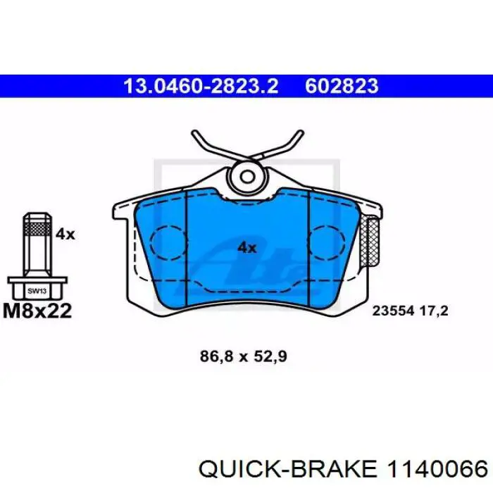 Ремкомплект супорту гальмівного заднього Quick Brake 1140066 ціна, від 3.79 USD