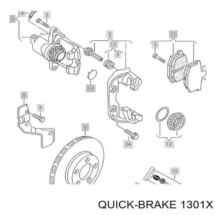 Ремкомплект переднього супорту 1301X Quick Brake