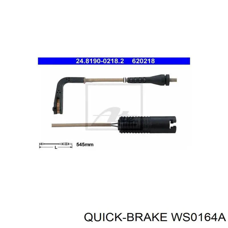 Датчик зносу гальмівних колодок, задній Quick Brake WS0164A